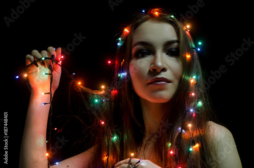 beautiful girl with lights