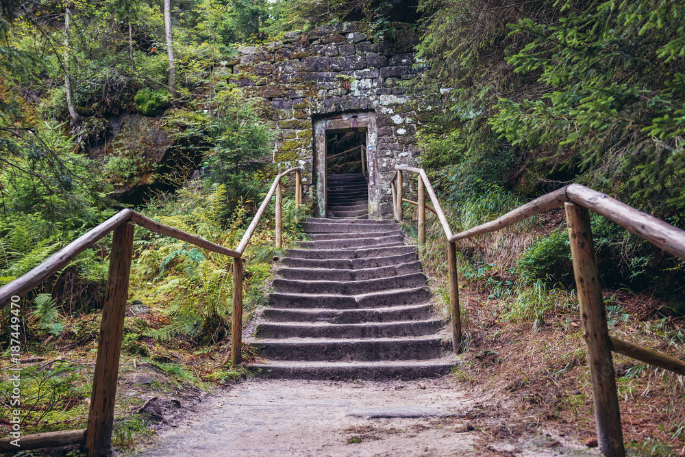 Remains of rock city in Teplice Rocks, part of Adrspach-Teplice landscape park in Broumov Highlands region of Czech Republic Remains of rock city in Teplice Rocks, part of Adrspach-Teplice landscape park in Broumov Highlands region of Czech Republic