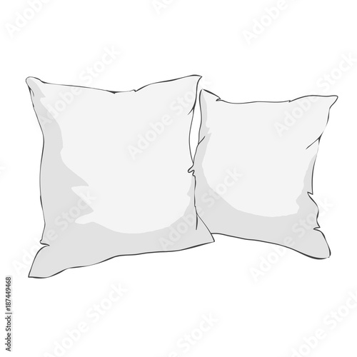 sketch vector illustration of pillow, art, pillow isolated, white pillow, bed pillow