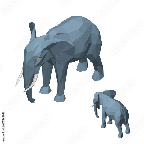 Polygonal elephant. Isolate...