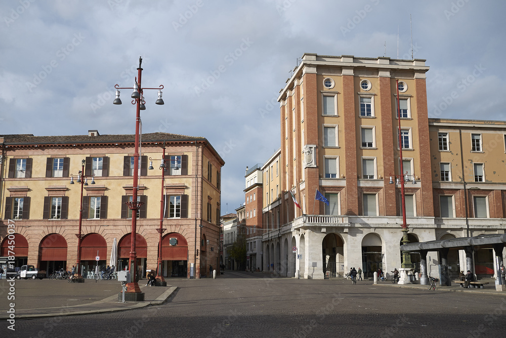 Forli, Italy - January 03, 2018 : View of 'Piazza Aurelio Saffi'