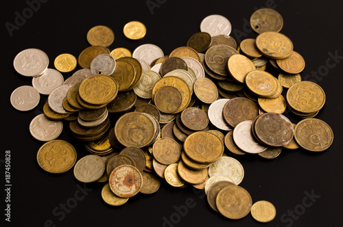 Old coins of the USSR on a black background