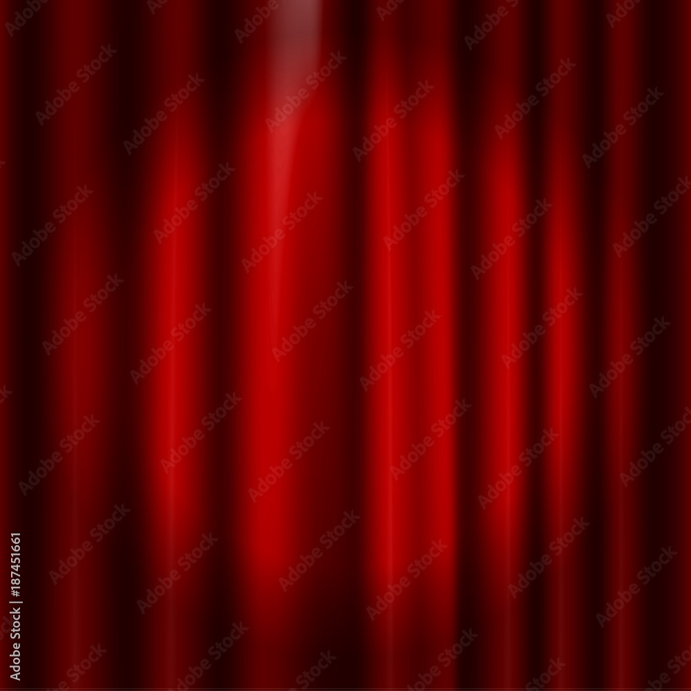 Close up view of a red curtain lit by a searchlight, background for a theater, stage, premium presentation. Vector Illustration Close up view of a red curtain lit by a searchlight, background for a theater, stage, premium presentation. Vector Illustration