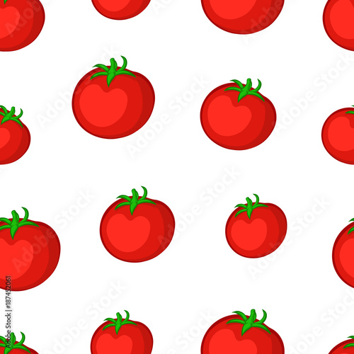 Tomatoes on a white background. Seamless pattern. Vector illustration.
