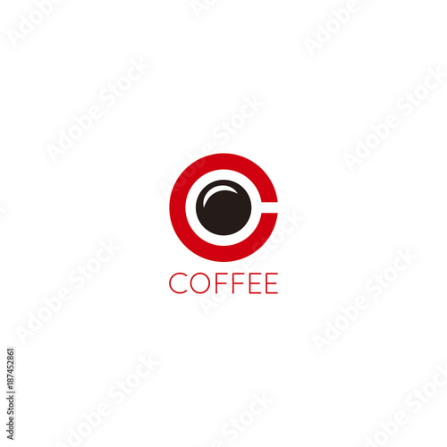 Coffee cup logo design. Letter C coffee concept on white background.