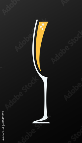 champagne glass logo on black background