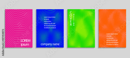Minimal abstract vector halftone covers design. Future geometric template. Vector templates for placards, banners, flyers, presentations and reports