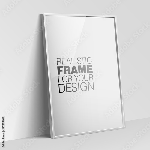 Realistic White horizontal frame for paintings