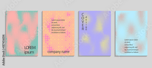 Minimal abstract vector halftone covers design. Future geometric template. Vector templates for placards, banners, flyers, presentations and reports