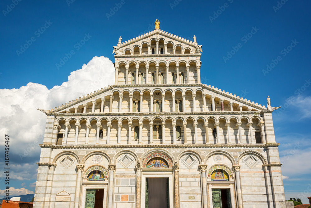 Facade of the cathedral (Duomo) in Pisa, Tuscany, Italy