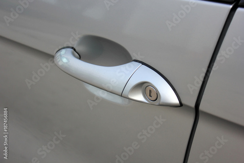Car door opening handle. silver car