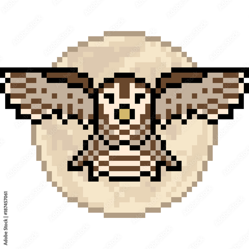 vector pixel art owl fly