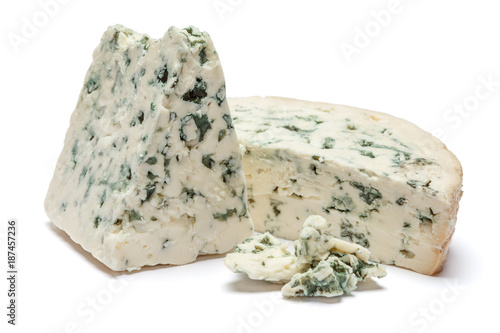 blue cheese on a white background photo