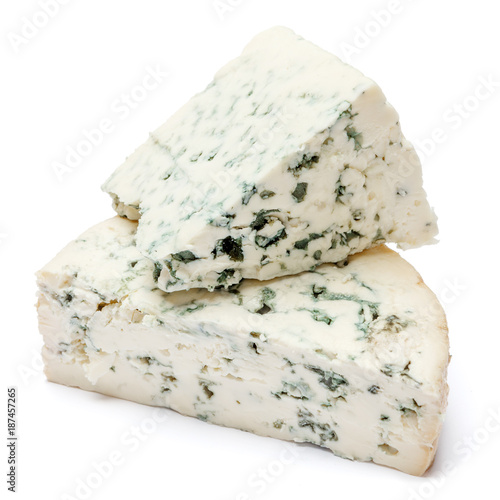 blue cheese on a white background photo