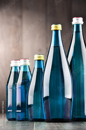 Composition with bottles containing mineral water