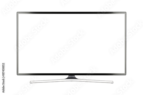 TV 4K flat screen lcd or oled, plasma realistic illustration, White blank HD monitor mockup with clipping path