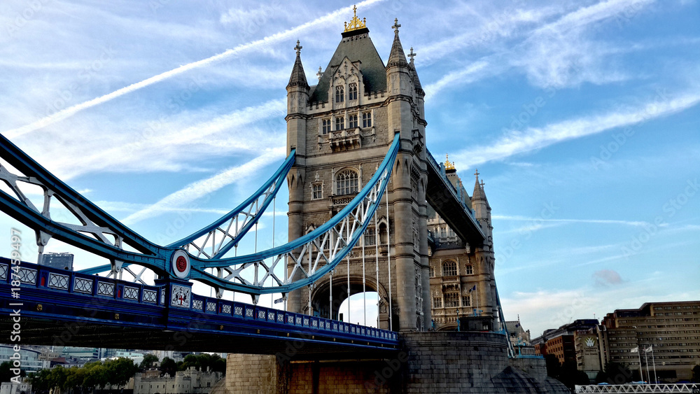 London Tower bridge blue sky 