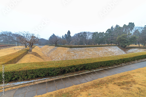 冬の佐倉城跡の角馬出の風景