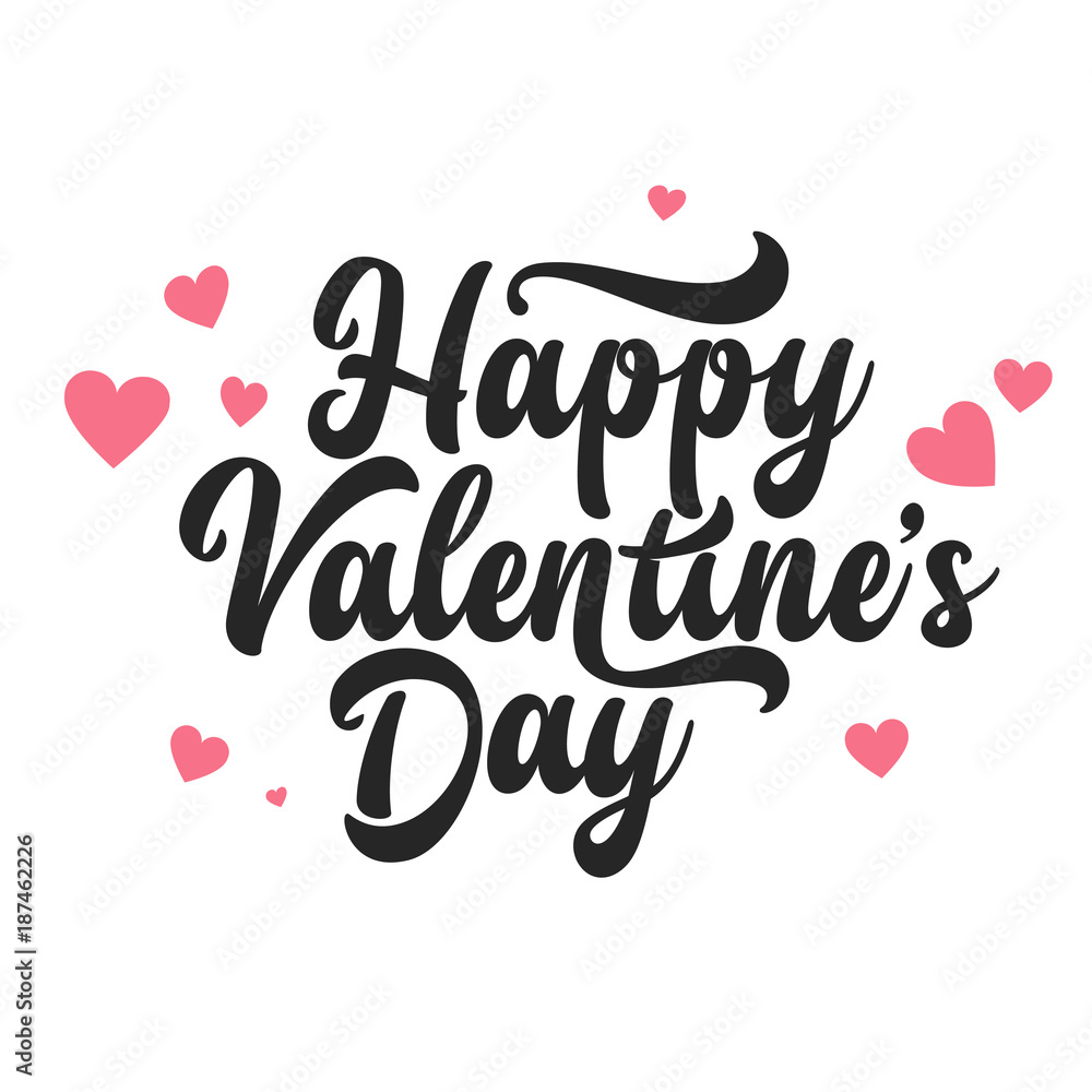 Naklejka premium Valentines Day Oblique Lettering. Handwritten Romantic Greeting Card with Text Happy Valentines Day. February 14, Love and Heart.