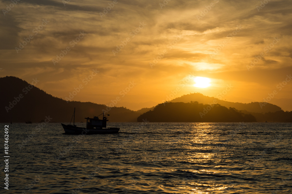Boat at sunset