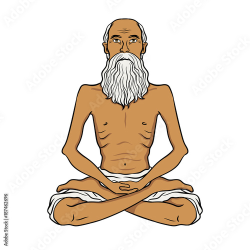 Yogi meditation pop art vector illustration