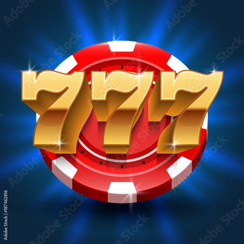 Lucky 777 numbers win slot background. Vector gambling and casino concept