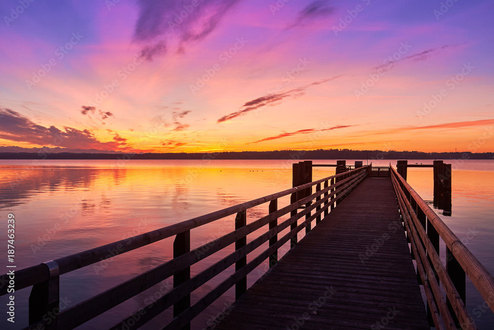 Beautiful sunset at Lake Starnberg in Bavaria, Germany Beautiful sunset at Lake Starnberg in Bavaria, Germany