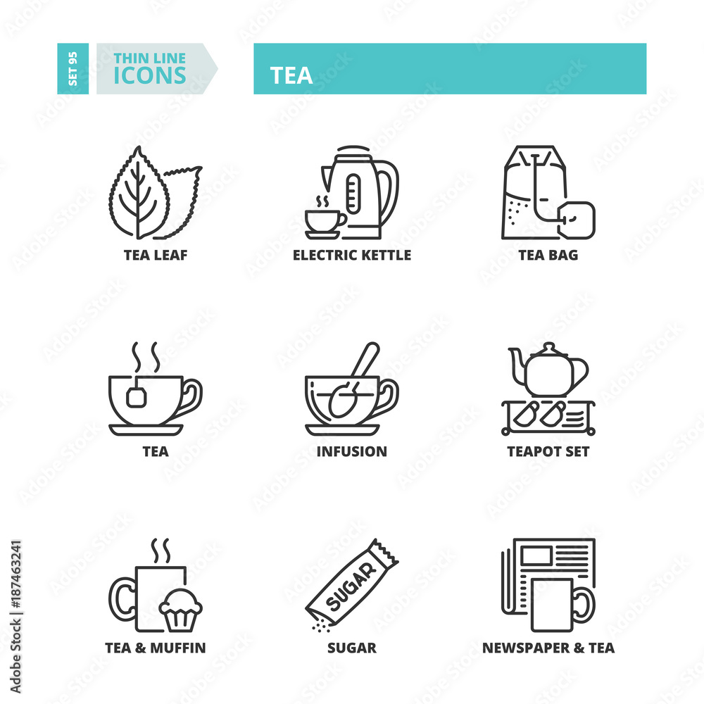 Thin line icons. Tea Thin line icons. Tea