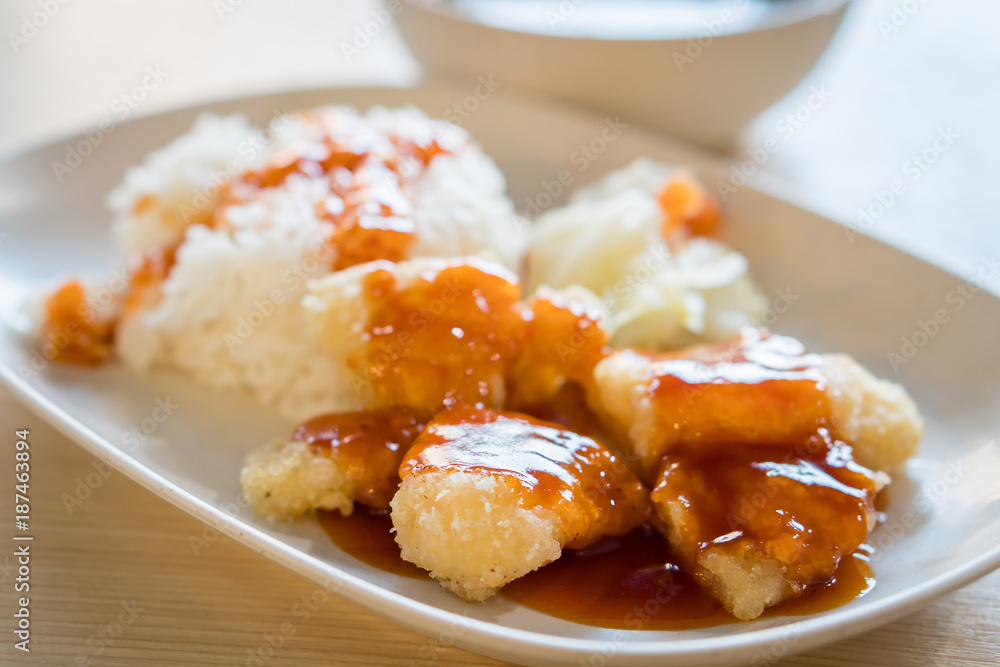 Fried chicken with rice Fried chicken with rice