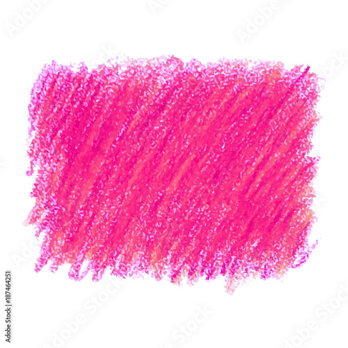 Pink crayon scribble texture stain isolated on white background