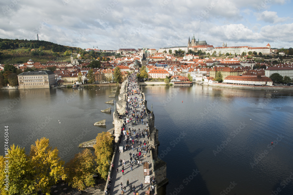 View of Charles bridge (Karluv Most) from the height.