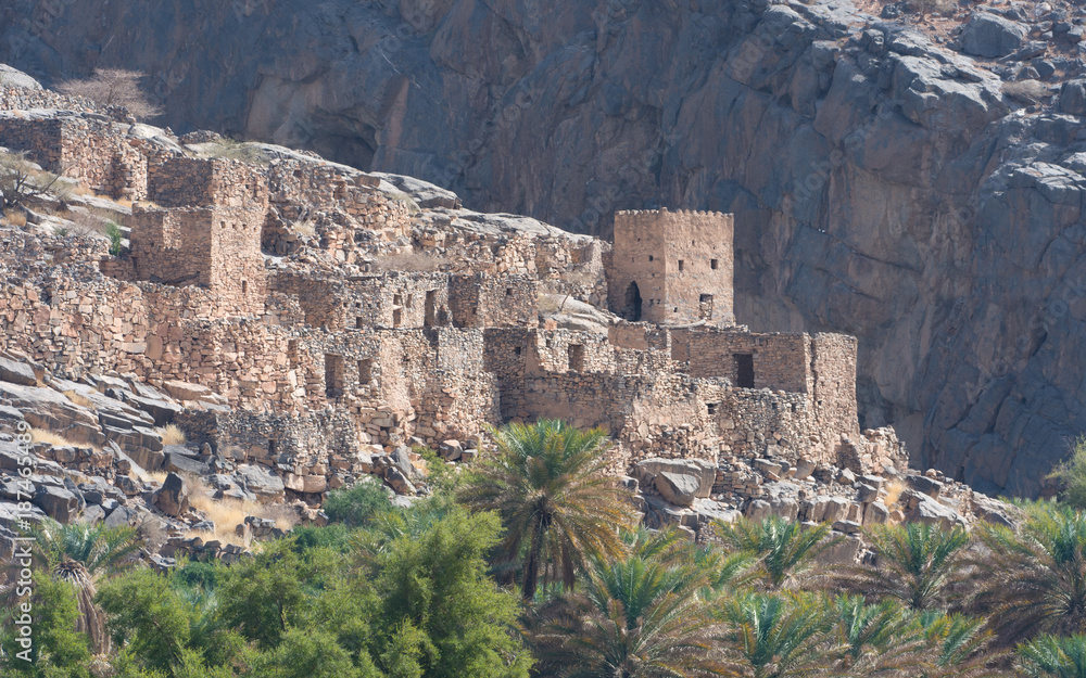 Ruins of Riwaygh as-Safil near Jebel Shams, Oman