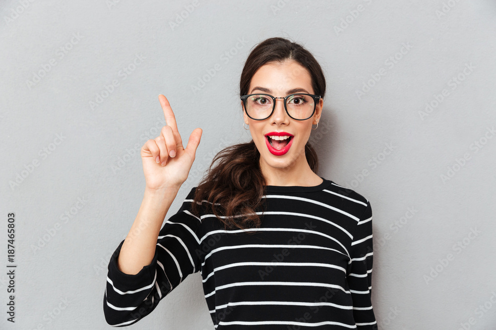 Close up portrait of an excited woman in eyeglasses Close up portrait of an excited woman in eyeglasses