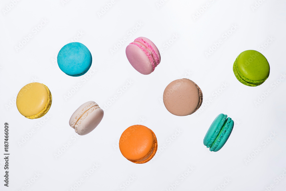 Fly falling sweet macaroon. Minimal concepts falling macaroons