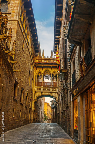 Photography Barri gothic quarter in Barcelona, Spain