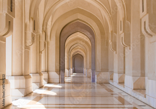 Public square colonnade in the old city of Muscat, Oman