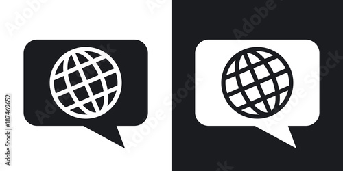 Vector choose or change language icon. Two-tone version on black and white background