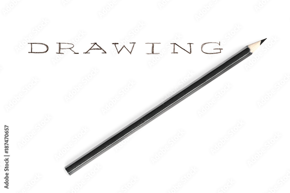 Handwritten with a pencil word drawing, isolated on white background Handwritten with a pencil word drawing, isolated on white background