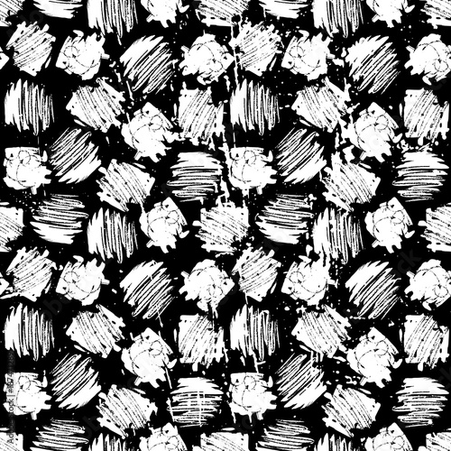 Ink hand drawn abstract shapes seamless pattern