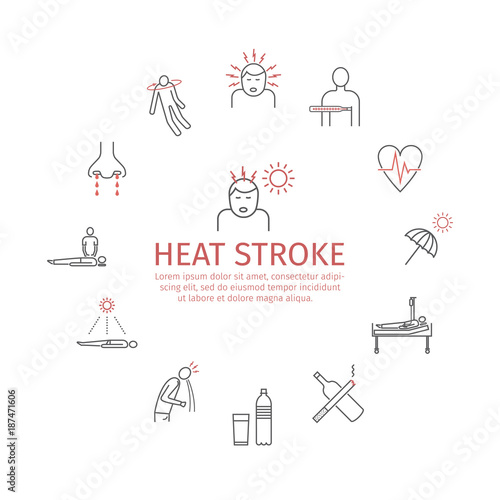 Heat stroke vector icons