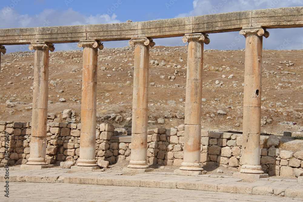 Fototapeta premium Die Agora im antiken Gerasa in Jordanien