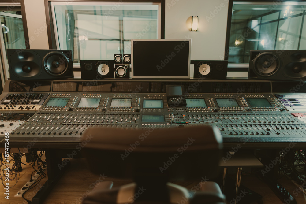 view of sound producing equipment at recording studio view of sound producing equipment at recording studio