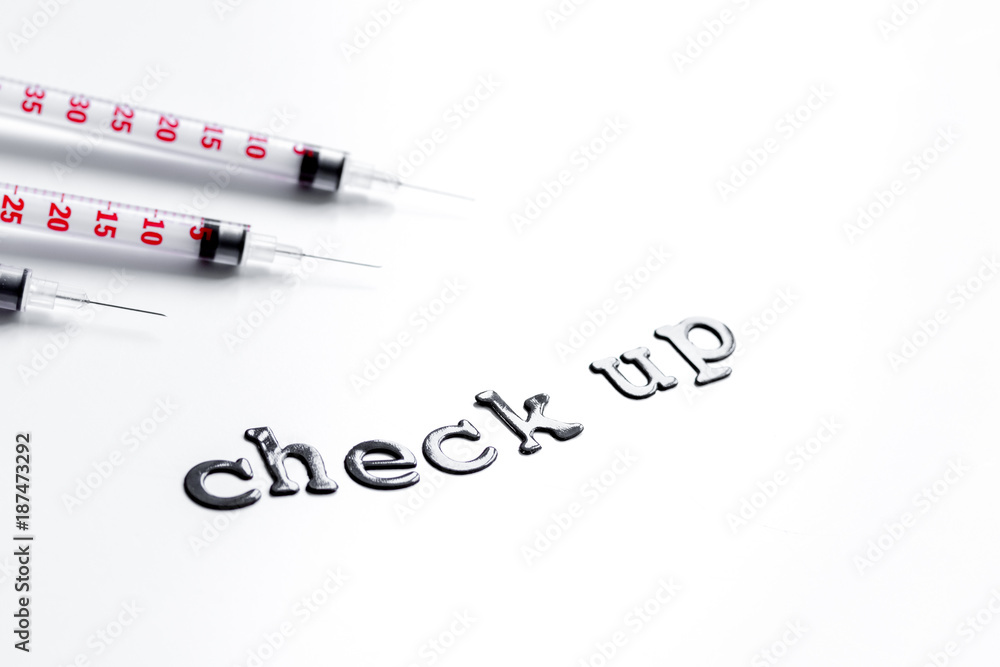 concept time health check up on white background concept time health check up on white background