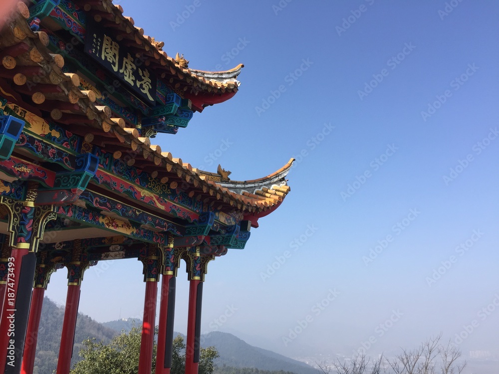 Isolated temple in the mountains (Kunming, Yunnan, China)
