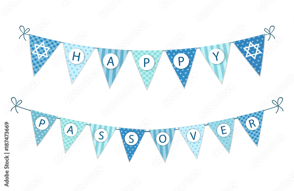 Fototapeta premium Cute festive bunting flags for Pesach jewish holiday Passover