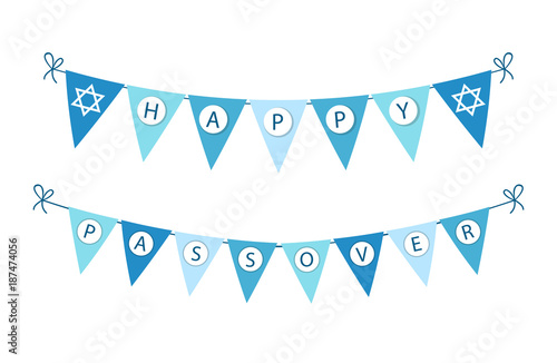 Cute festive bunting flags for Pesach jewish holiday Passover