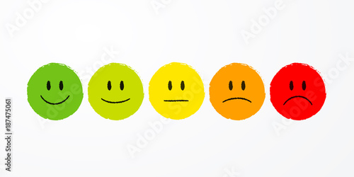 vector illustration user experience feedback concept different mood smiley emoticons emoji icon positive, neutral and negative. 