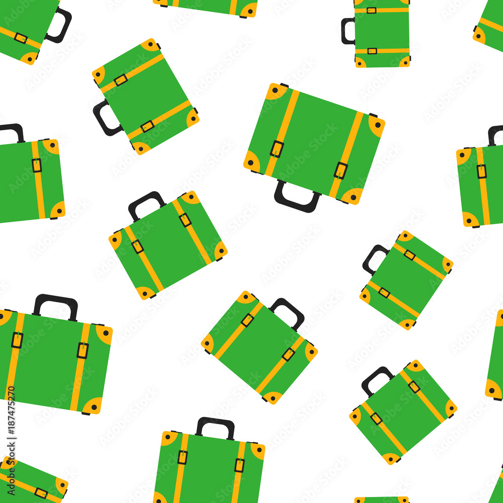 Suitcase seamless pattern background. Business flat vector illustration. Case for tourism, journey, trip, tour, voyage, summer vacation symbol pattern. Suitcase seamless pattern background. Business flat vector illustration. Case for tourism, journey, trip, tour, voyage, summer vacation symbol pattern.