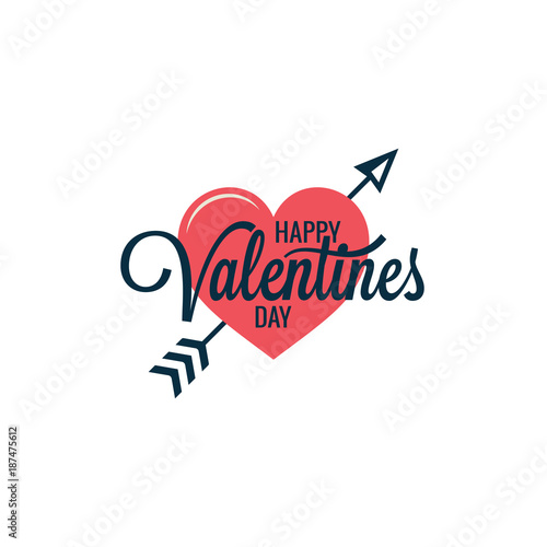 valentines day vintage heart logo on white background