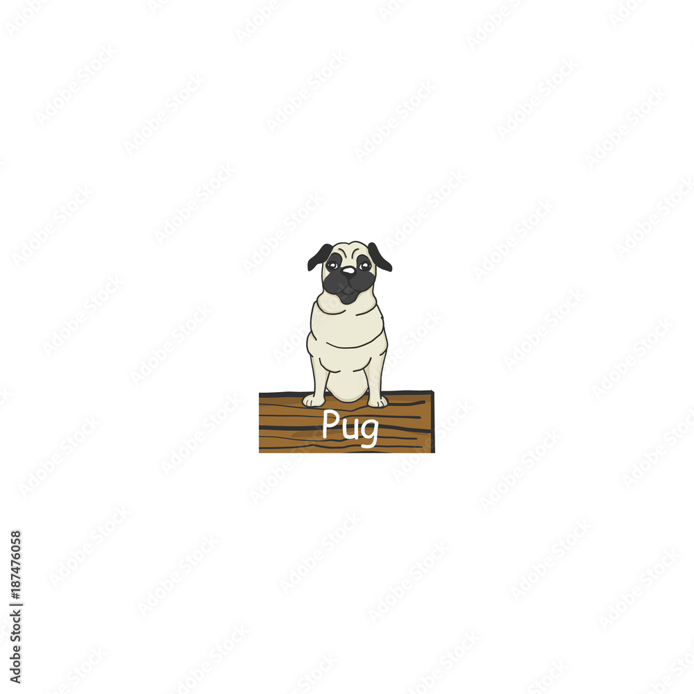 Pug cartoon dog icon